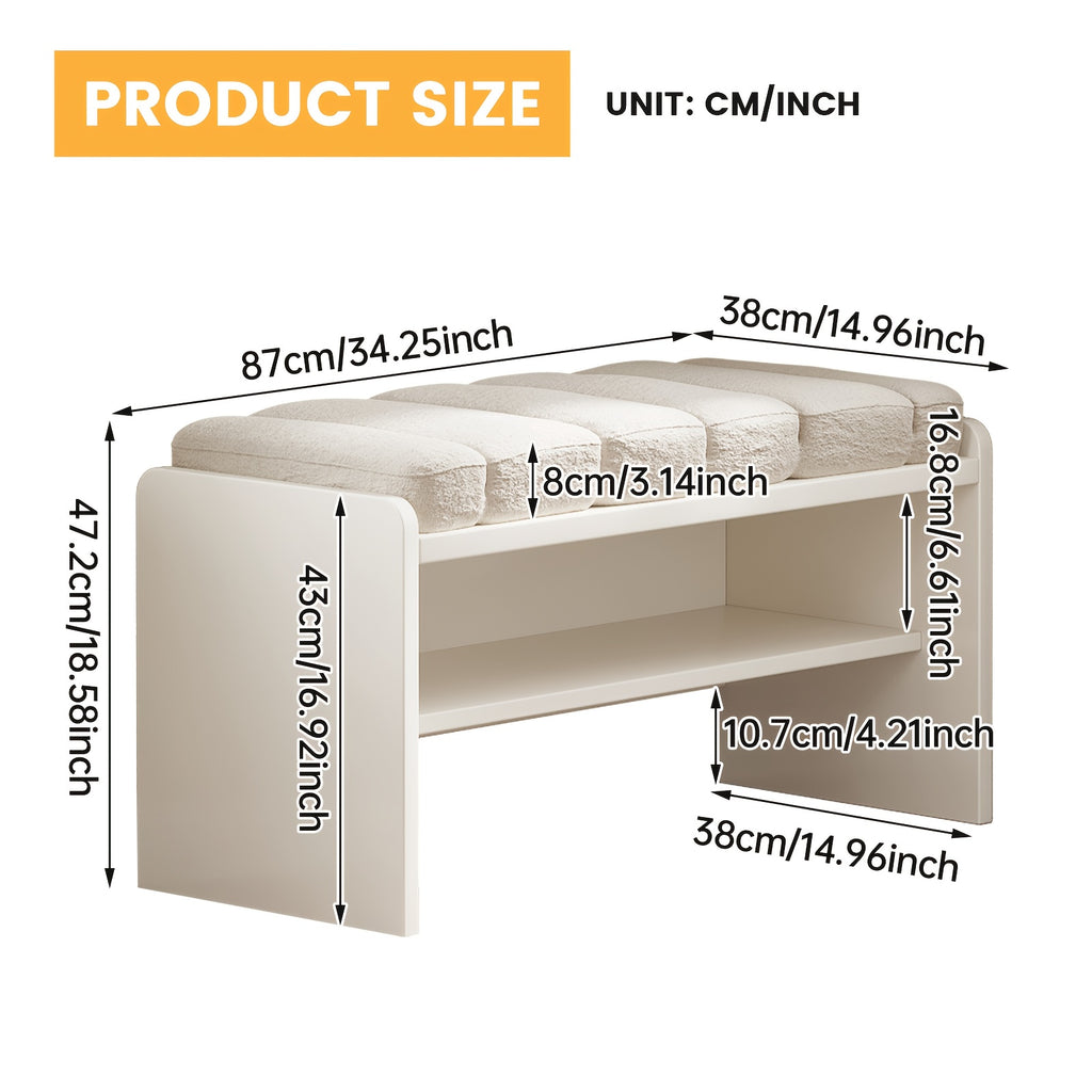Step Stool, Footstool, Shoe Bench, Footstool, Change Shoe Stool, Shoe Bench with Storage, Entryway Sit Down Bench with Padded Seat, 18.5\