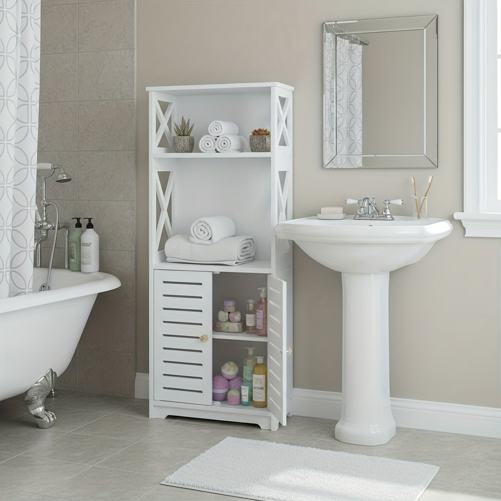 A Minimalist Three-Tier Bathroom Cabinet with Large Storage Capacity