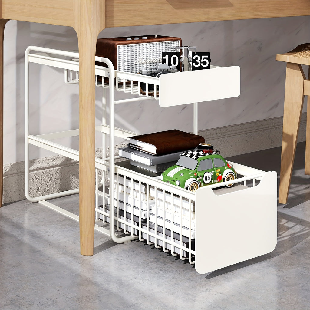 1 Double-layer Pull Out Storage Rack, Sink Organizer, Double Storage Basket for Kitchen
