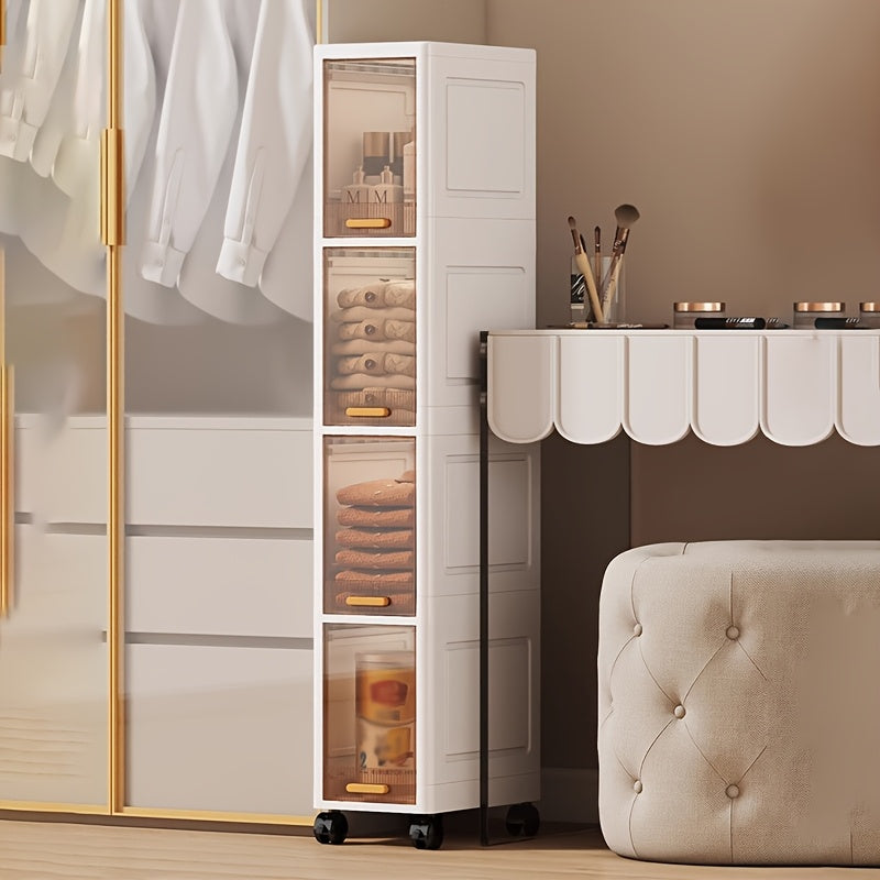 3-Tier\u002F4-Tier\u002F5-Tier Narrow Bathroom Storage Cabinet with Wheels