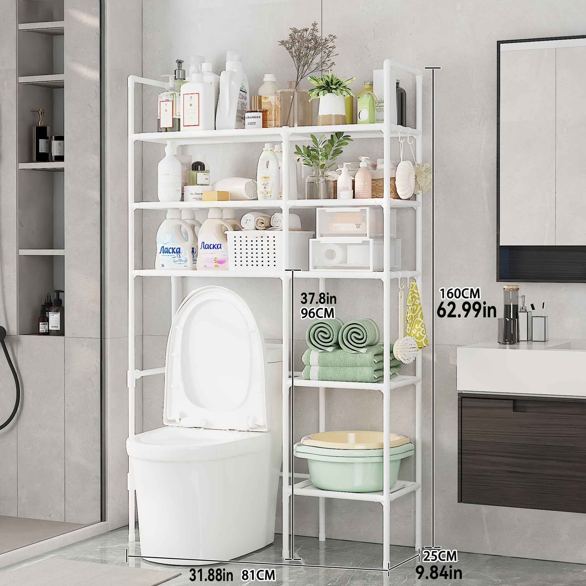 AYQW 2-Tier\u002F3-Tier Bathroom Storage Cabinet Suitable for Shower & Bathtub