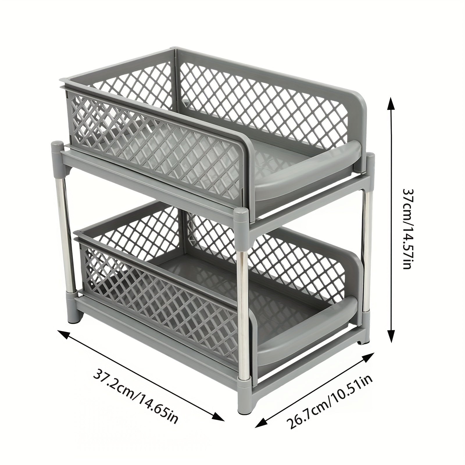 Space-Saving Storage Unit 2-Tier Pull-Out Drawer Shelf