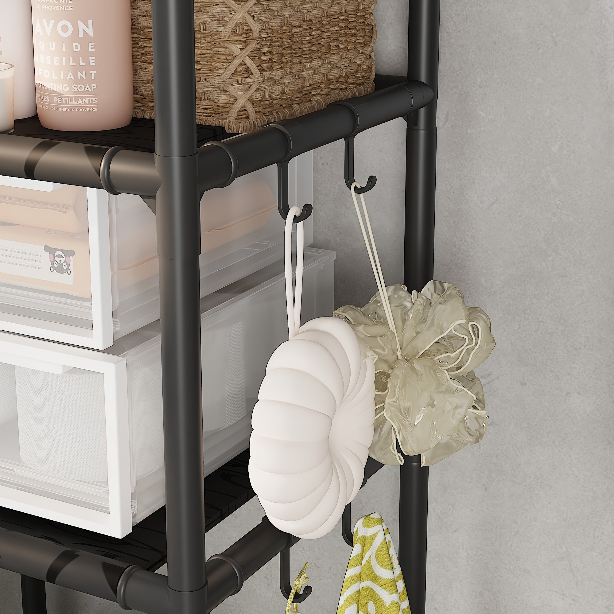 AYQW 2-Tier\u002F3-Tier Bathroom Storage Cabinet Suitable for Shower & Bathtub