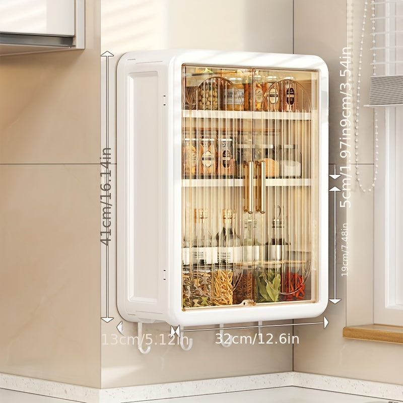 No-Drill Wall-Mounted Storage Cabinet with Transparent Doors