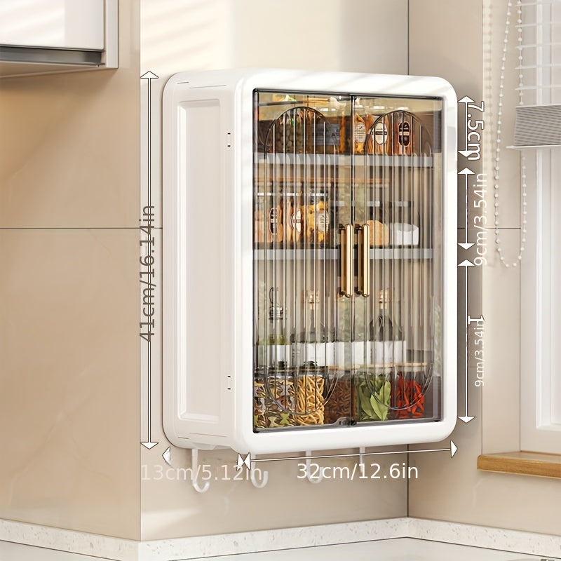 No-Drill Wall-Mounted Storage Cabinet with Transparent Doors