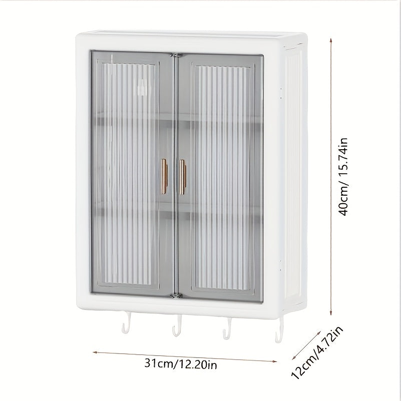 No Drill Adhesive\u002FBolt-On Wall Mounted Storage Shelf with Drawers