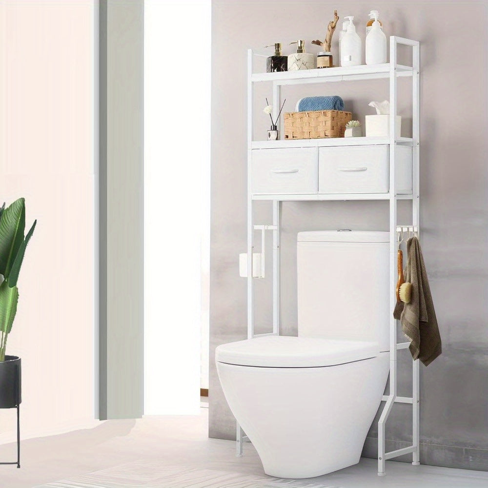 3-Tier Over-the-Toilet Storage Cabinet with Fabric Drawers