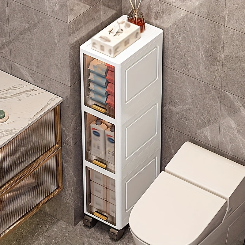 3-Tier\u002F4-Tier\u002F5-Tier Narrow Bathroom Storage Cabinet with Wheels
