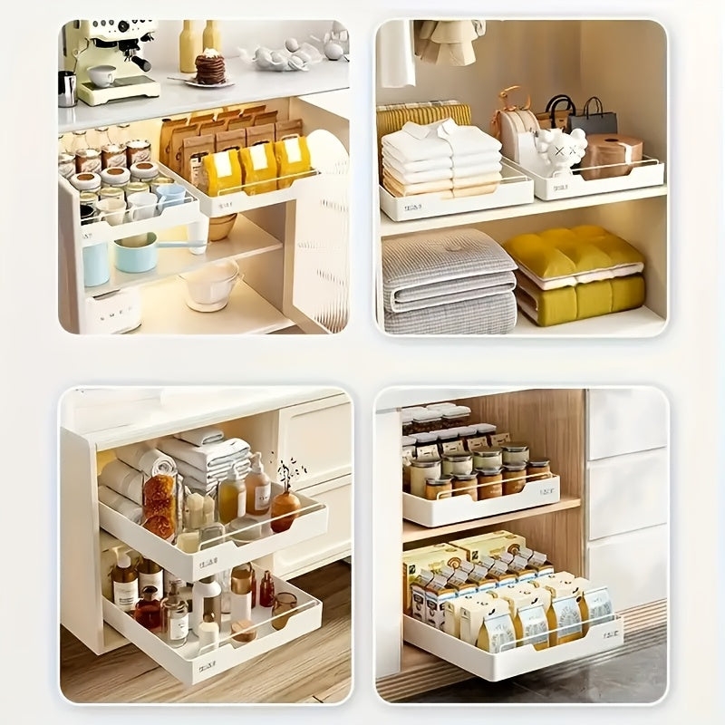 White Metal Single Tier Storage Drawer Rack - Large Capacity