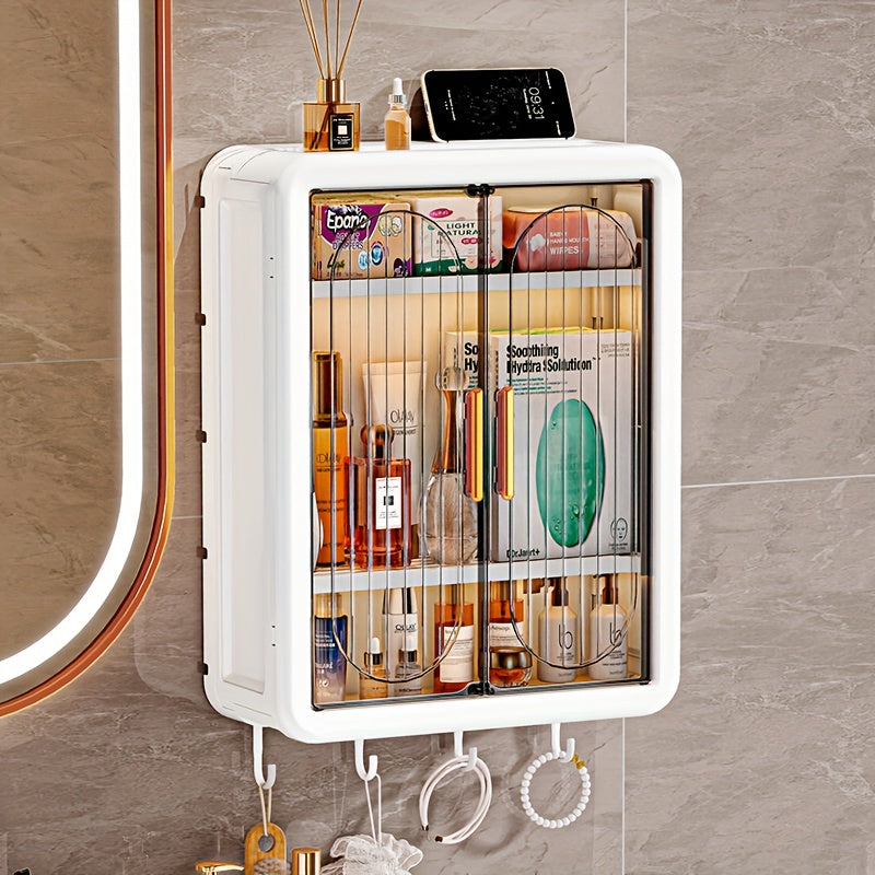 No-Drill Wall-Mounted Storage Cabinet with Transparent Doors
