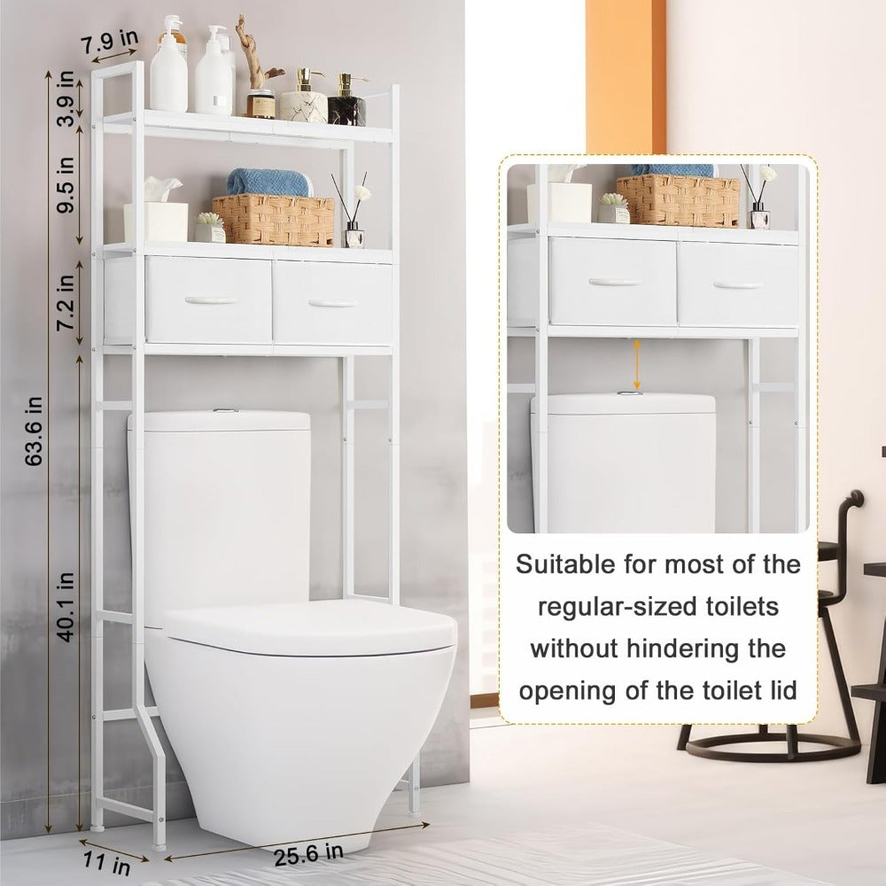 3-Tier Over-the-Toilet Storage Cabinet with Fabric Drawers