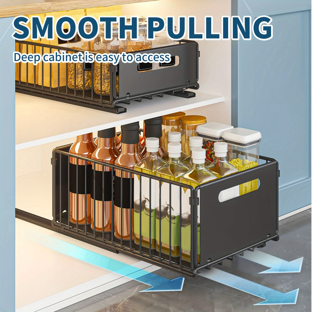 1\u002F2pcs,Under-cabinet pull-out basket,Kitchen sink pull-out storage box