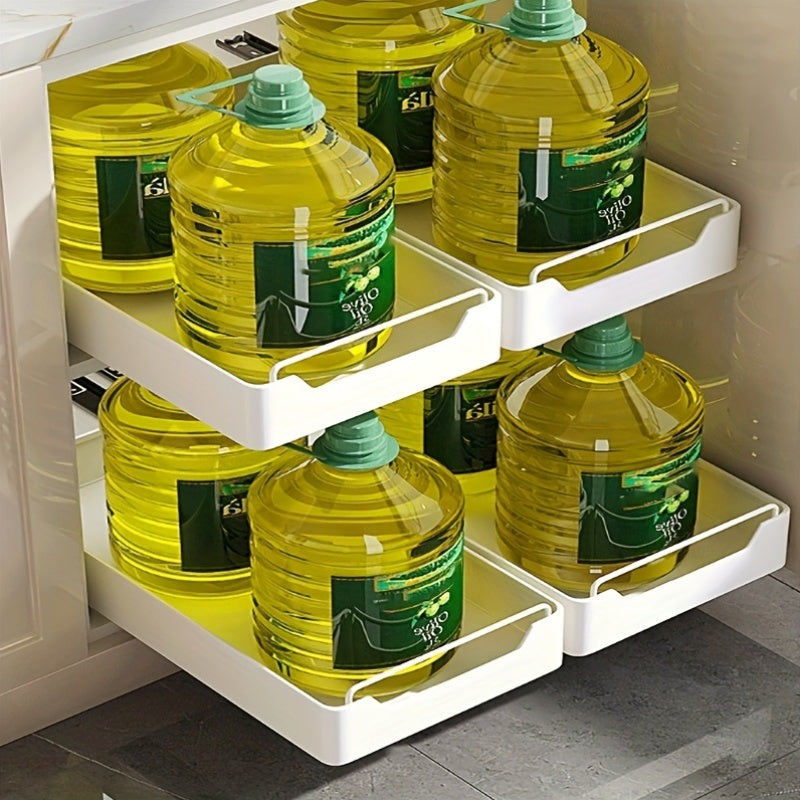 White Metal Single Tier Storage Drawer Rack - Large Capacity