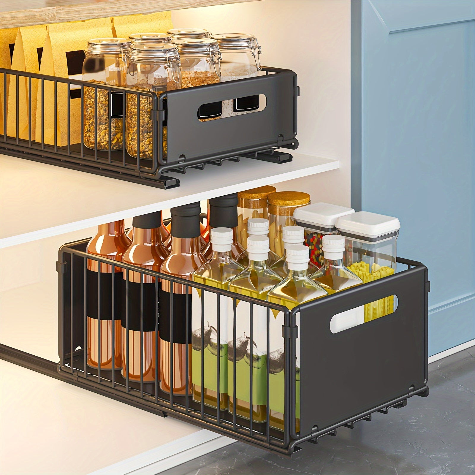 1\u002F2pcs,Under-cabinet pull-out basket,Kitchen sink pull-out storage box