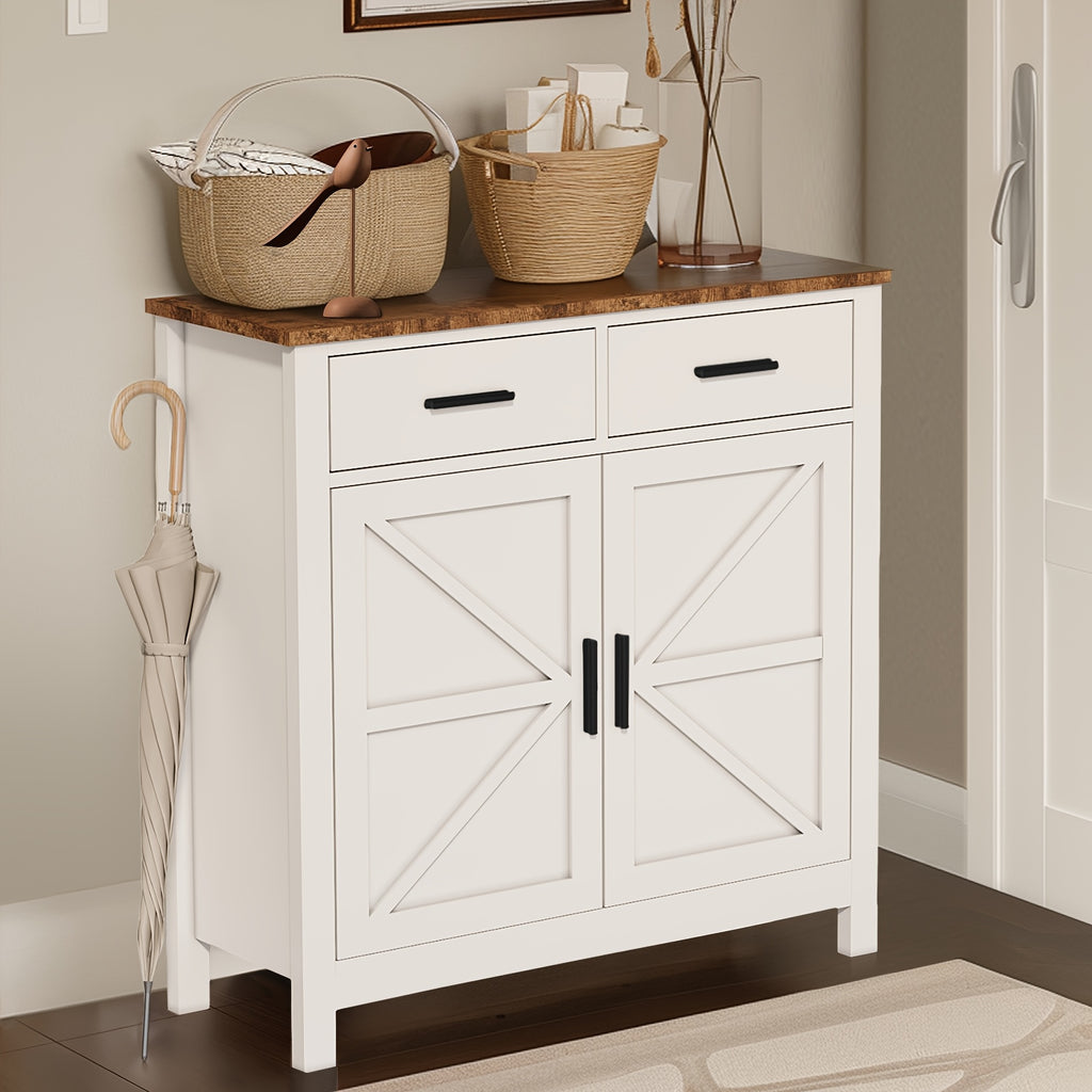 Kitchen Storage Cabinet, Modern Farmhouse Self-Service Cabinet with Storage Space