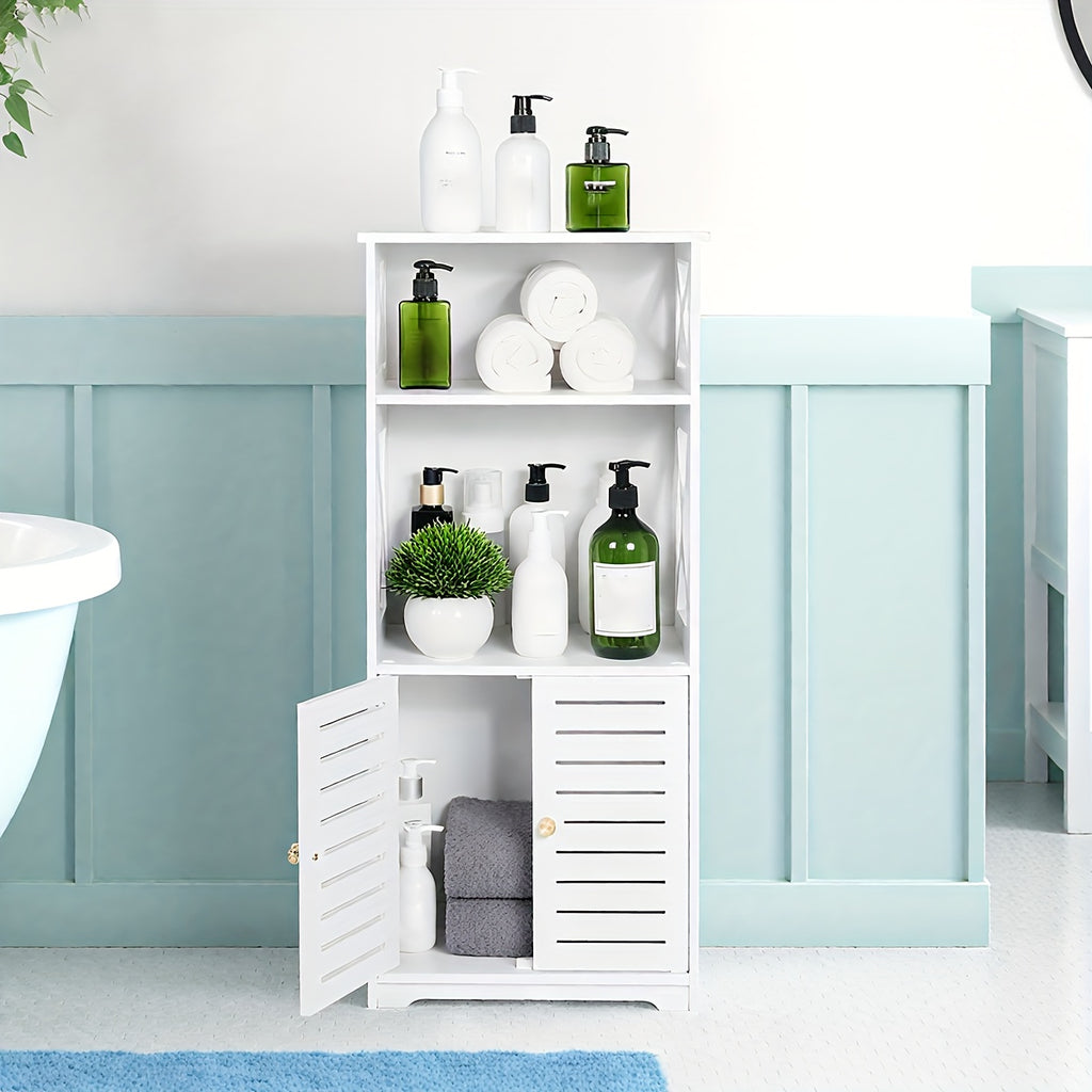 A Minimalist Three-Tier Bathroom Cabinet with Large Storage Capacity