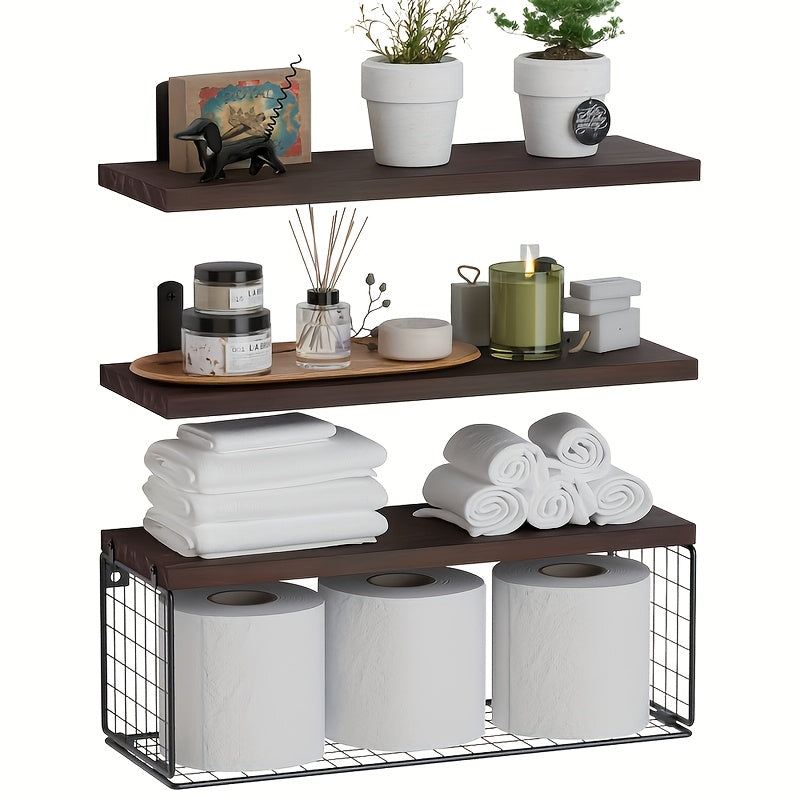 Storage Cabinet Above The Toilet, Floating Shelves on The Bathroom Wall, Bathroom Rack, Storage Basket Above The Toilet, Easy to Install, 15.7X6.0 inch, Available in 4 Colors