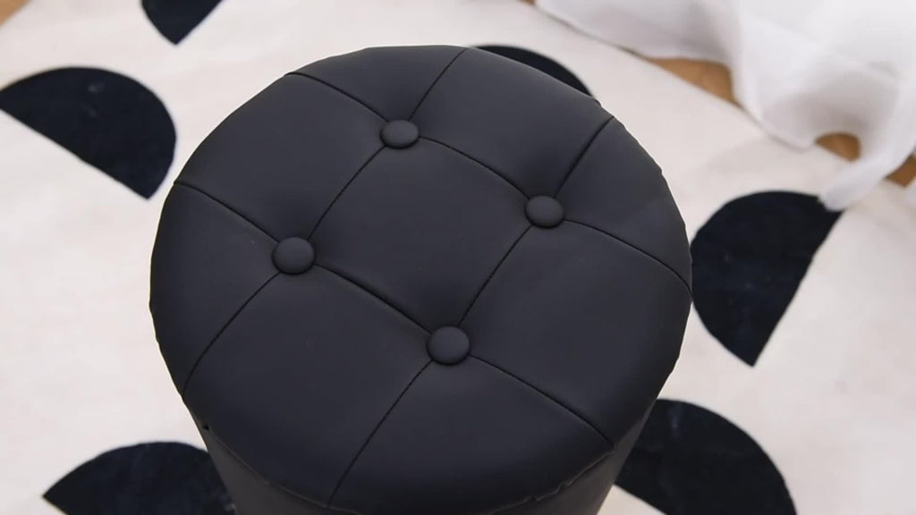 Velvet 23Qt Storage Ottoman - Heavy-Duty Multipurpose Footrest & Stool with Padded Seat & Storage Compartment, Round Chair Suitable for Living Room, Bedroom - \u002FPlywood Frame, 300lbs Weight Capacity