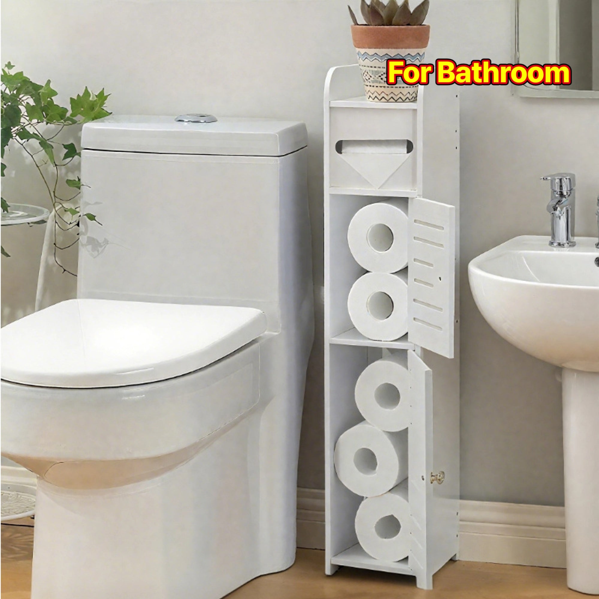 Bathroom Storage Cabinet 1pc PVC Double Door Bathroom Storage Cabinet