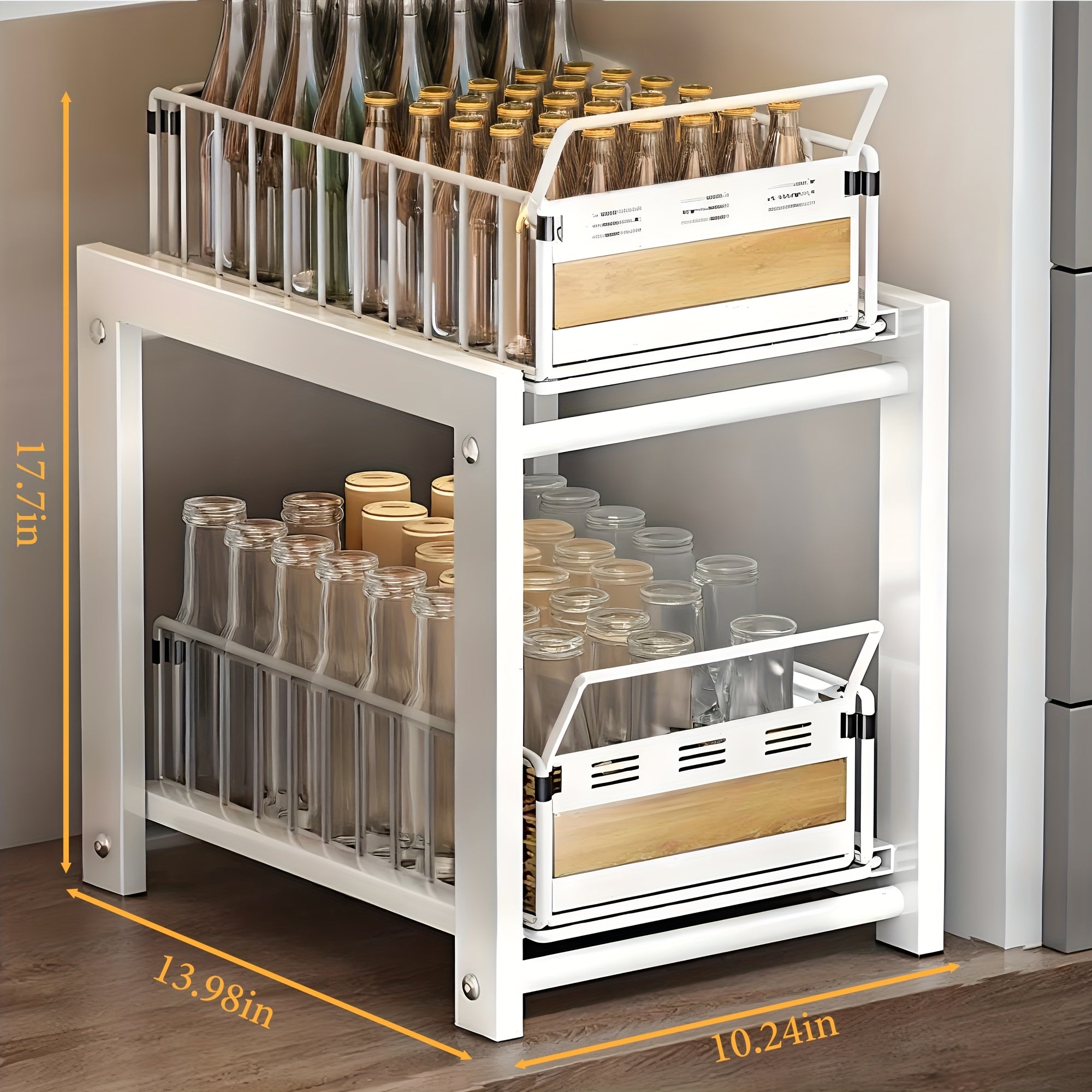 Space-Saving Storage Rack Space-Saving Multi-Layer Under-Sink Pull-Out Storage Rack