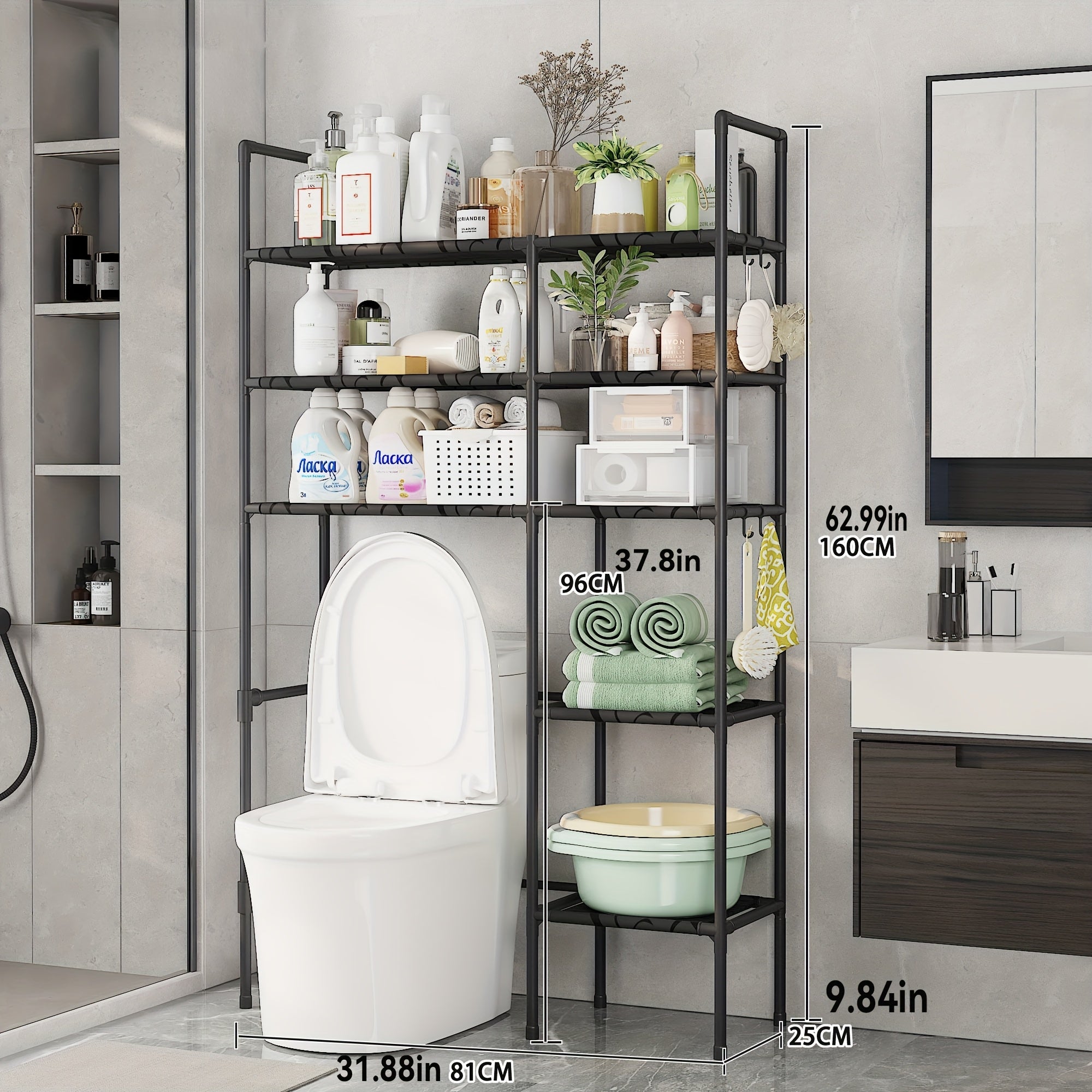 AYQW 2-Tier\u002F3-Tier Bathroom Storage Cabinet Suitable for Shower & Bathtub