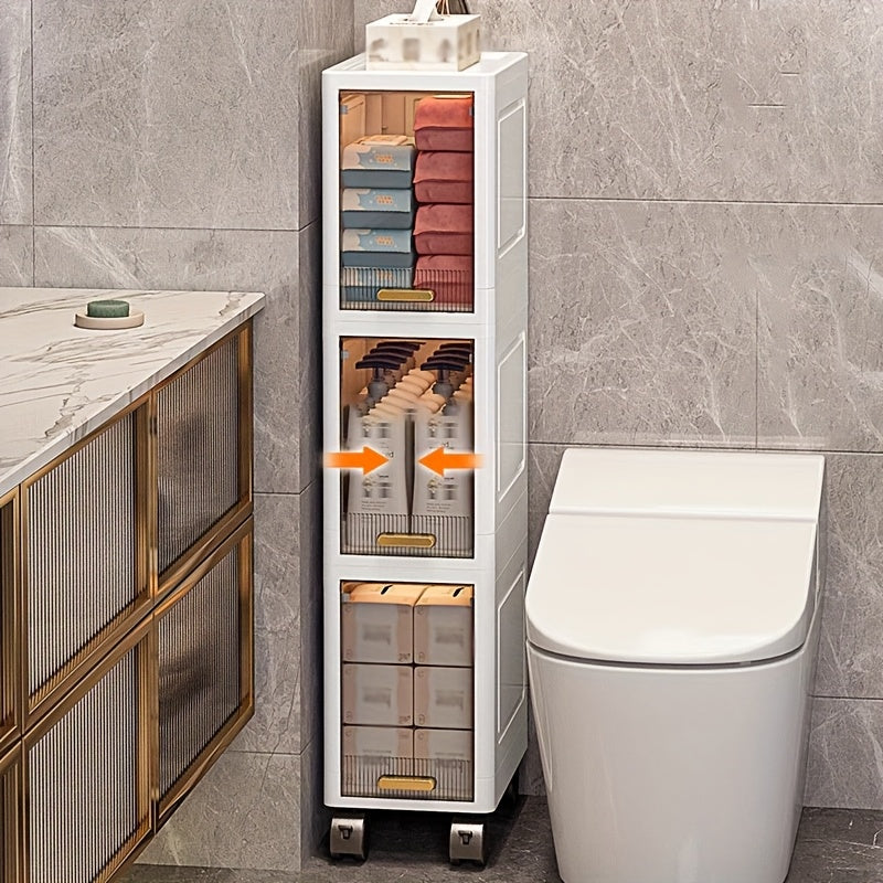 3-Tier\u002F4-Tier\u002F5-Tier Narrow Bathroom Storage Cabinet with Wheels