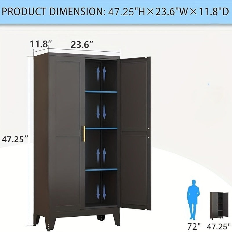 Utility Two Doors Modern Metal Storage Freestanding Cabinet with Adjustable Foot