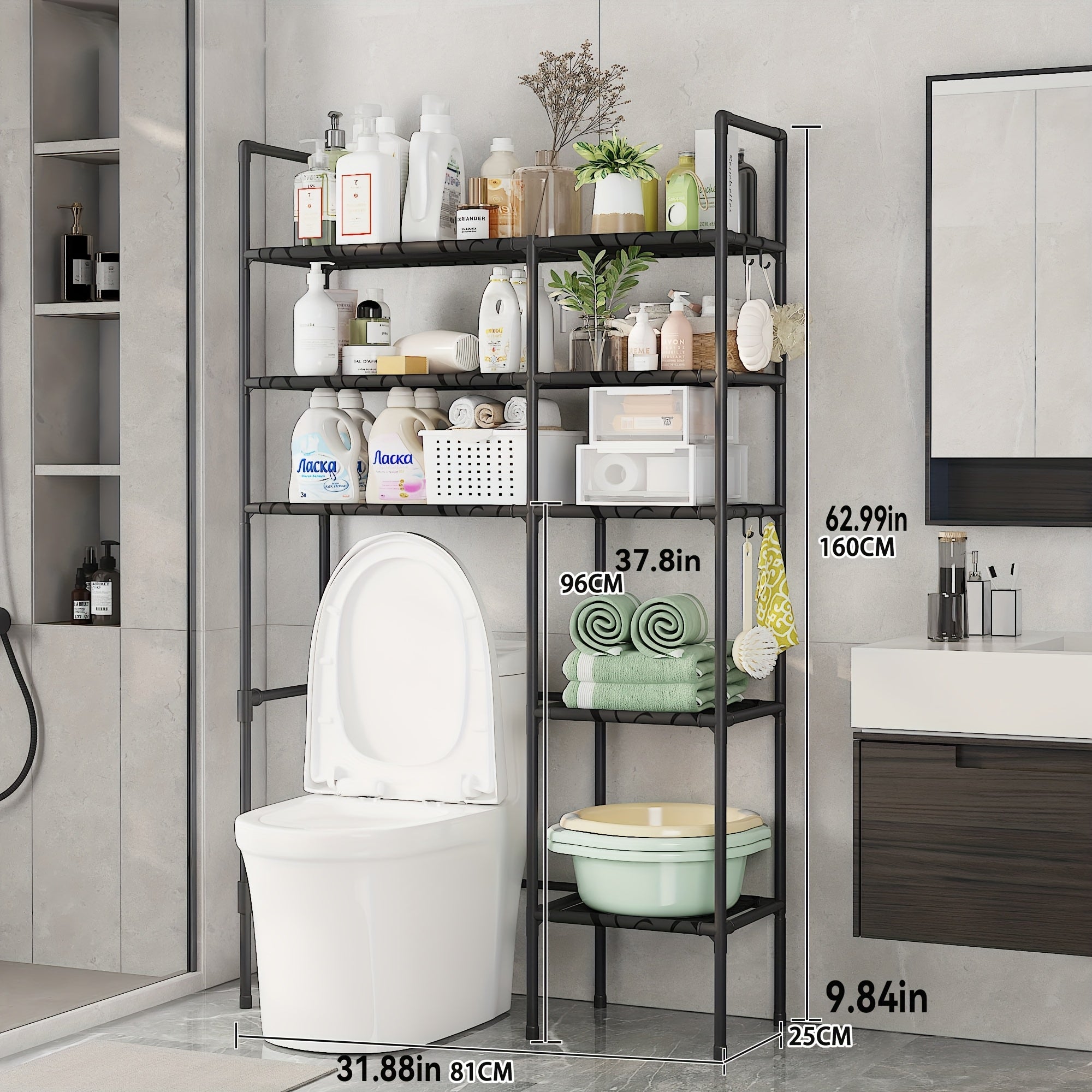 2\u002F3 Tier Toilet Storage Cabinet - Space Saving