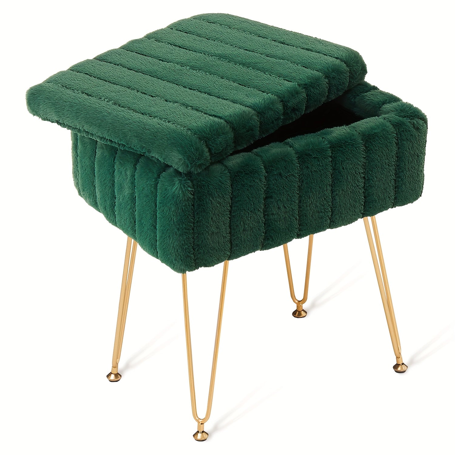 Storage Ottoman, Vanity Stools With Metal Legs, 16.5\