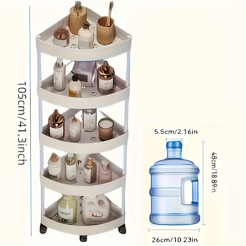 Space-Saving Black Plastic Corner Bathroom Shelf Cabinet