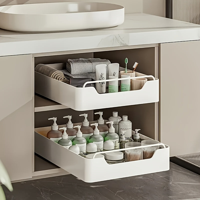 White Metal Single Tier Storage Drawer Rack - Large Capacity