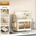 Multi-Layer Collapsible Plastic Kitchen Cabinet - a Versatile Storage Unit for Home Use, an Organized Dishware Storage Cabinet, a Portable Drying Rack for Dishes, Featuring Modern Design, Easy to Clean, Equipped with a Removable Drip Tray