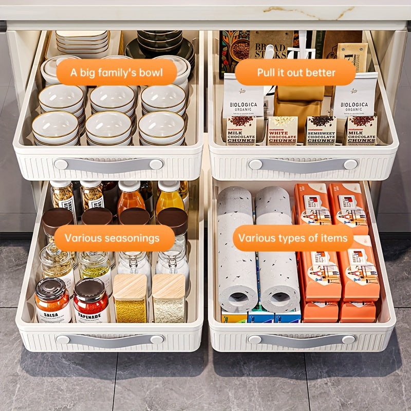 2pcs Pull-Out Type Cabinet Organizer - No-Punch, Removable Slide-Out For Kitchen