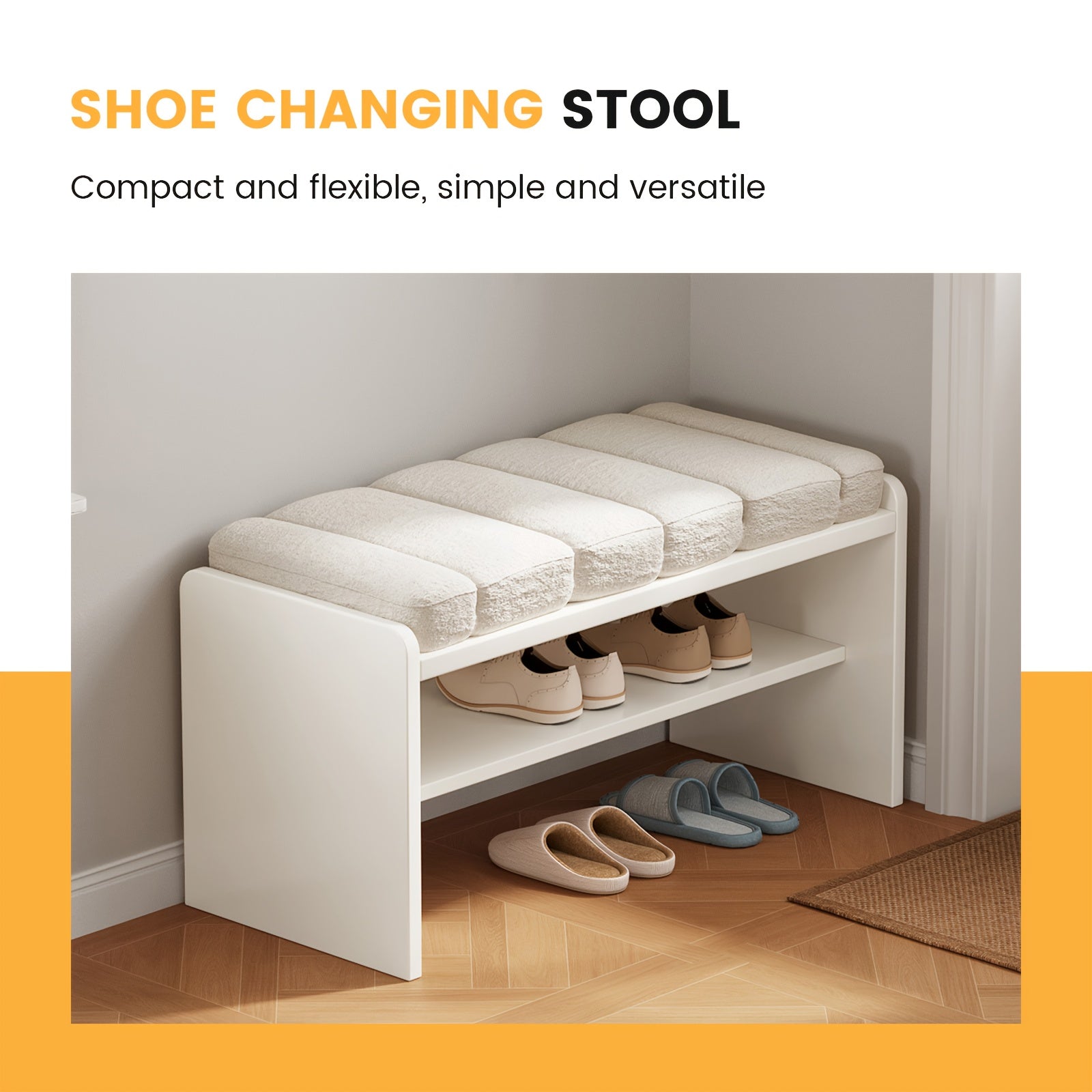 Step Stool, Footstool, Shoe Bench, Footstool, Change Shoe Stool, Shoe Bench with Storage, Entryway Sit Down Bench with Padded Seat, 18.5\