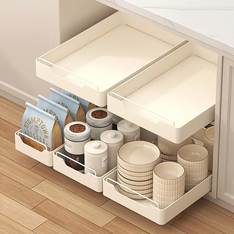 White Metal Single Tier Storage Drawer Rack - Large Capacity