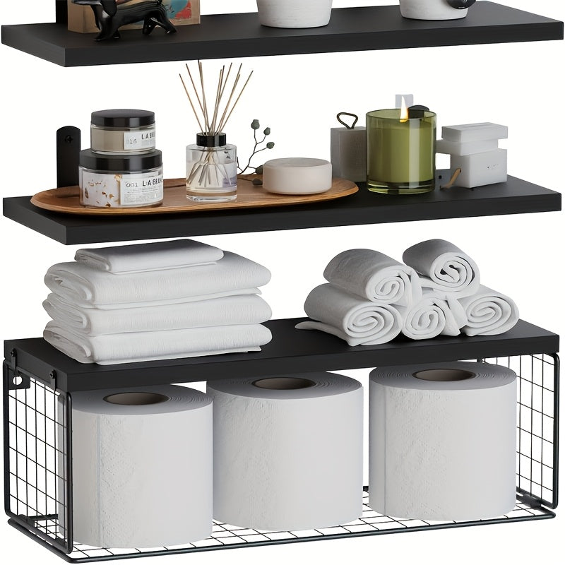Storage Cabinet Above The Toilet, Floating Shelves on The Bathroom Wall, Bathroom Rack, Storage Basket Above The Toilet, Easy to Install, 15.7X6.0 inch, Available in 4 Colors