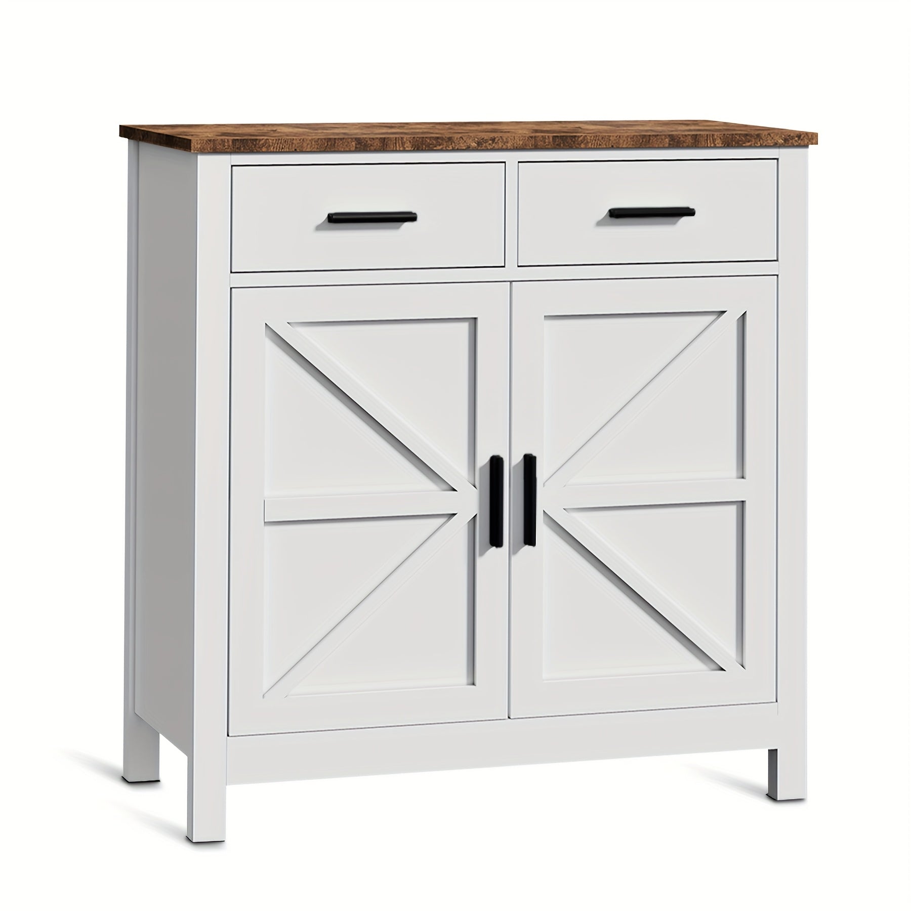 Kitchen Storage Cabinet, Modern Farmhouse Self-Service Cabinet with Storage Space