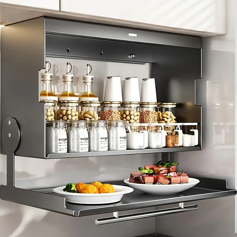 Wall-Mounted Kitchen Storage Cabinet with Pull-Down Double