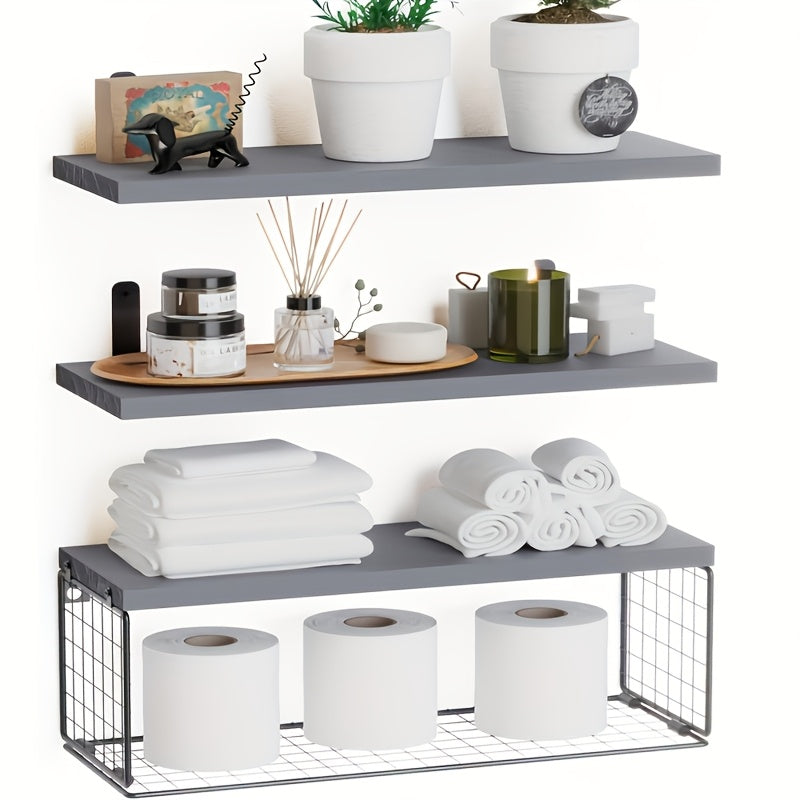 Storage Cabinet Above The Toilet, Floating Shelves on The Bathroom Wall, Bathroom Rack, Storage Basket Above The Toilet, Easy to Install, 15.7X6.0 inch, Available in 4 Colors