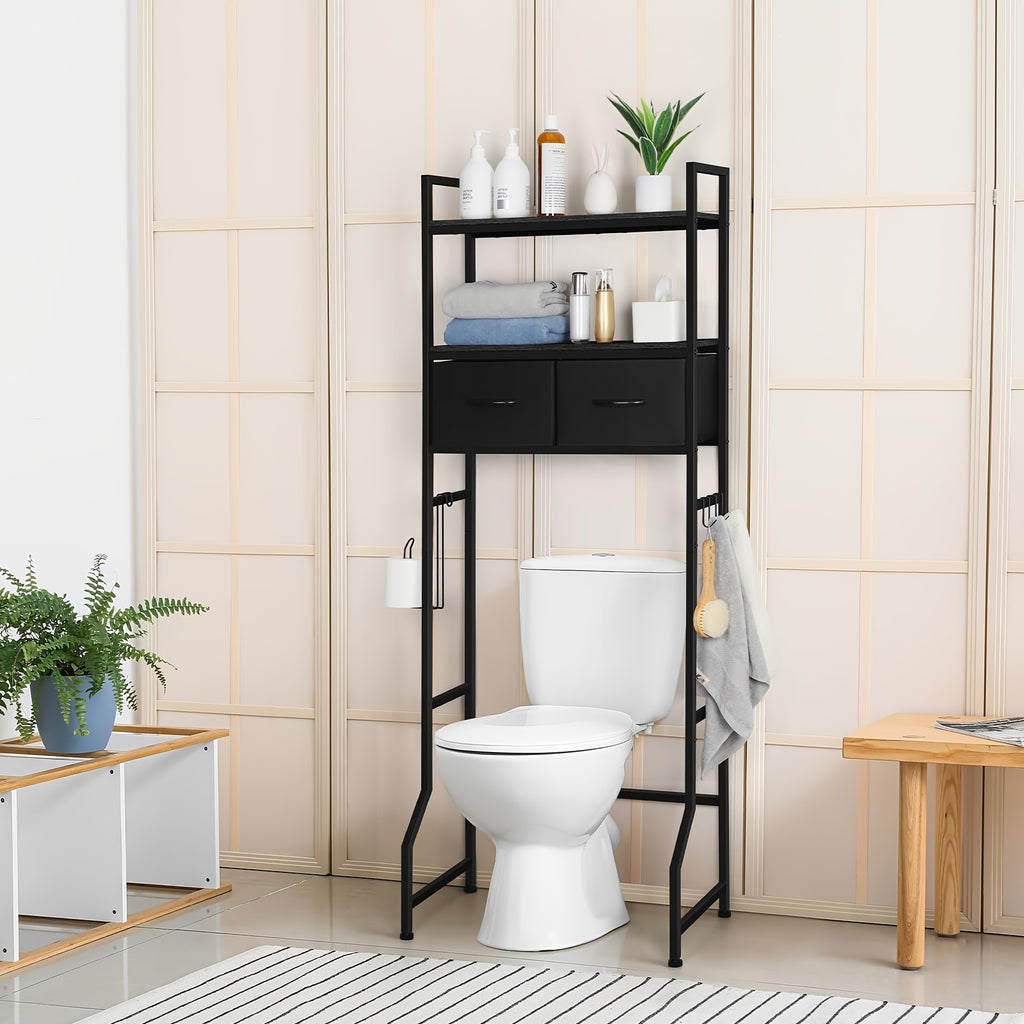 3-Tier Over-the-Toilet Storage Cabinet with Fabric Drawers