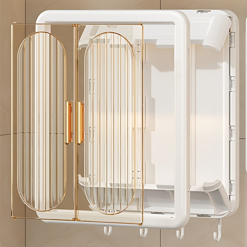 No-Drill Wall-Mounted Storage Cabinet with Transparent Doors