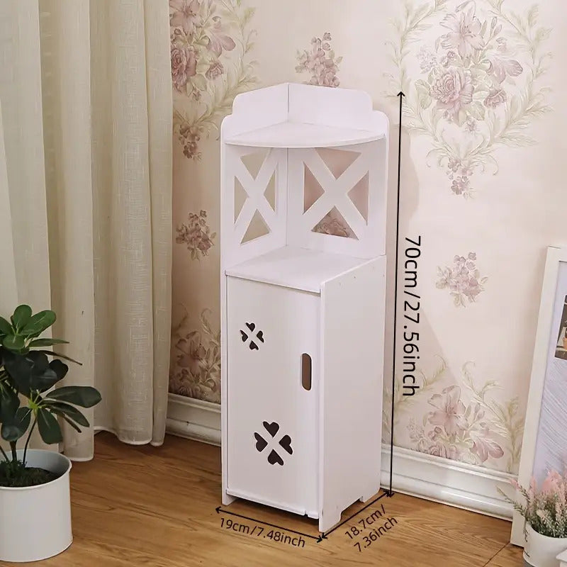 Compact Bathroom Storage Unit with Multiple Shelves - Sturdy Plastic Design