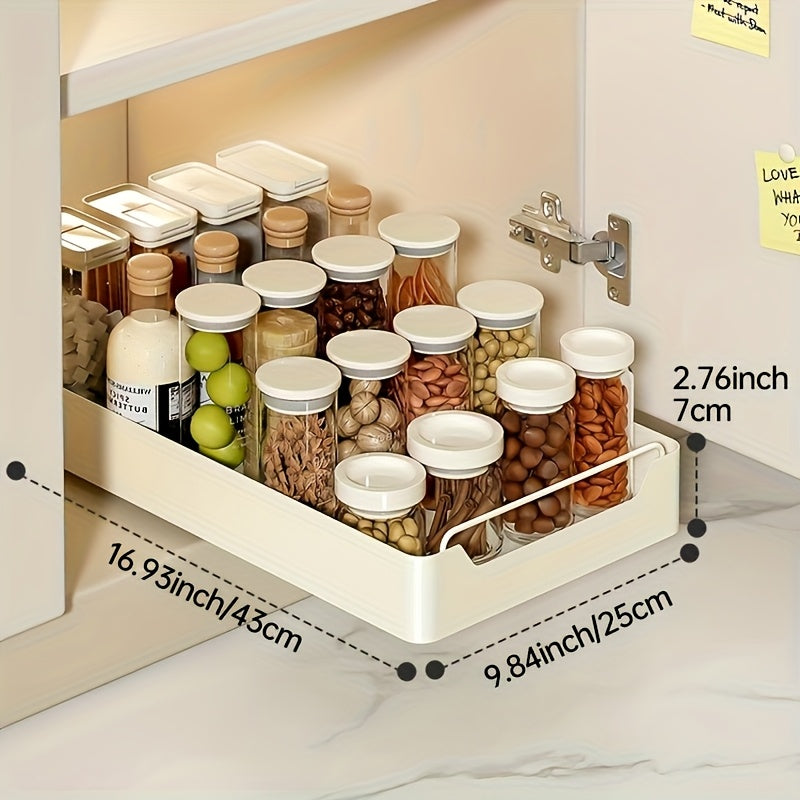 1 Double-layer Pull Out Storage Rack, Sink Organizer, Double Storage Basket for Kitchen