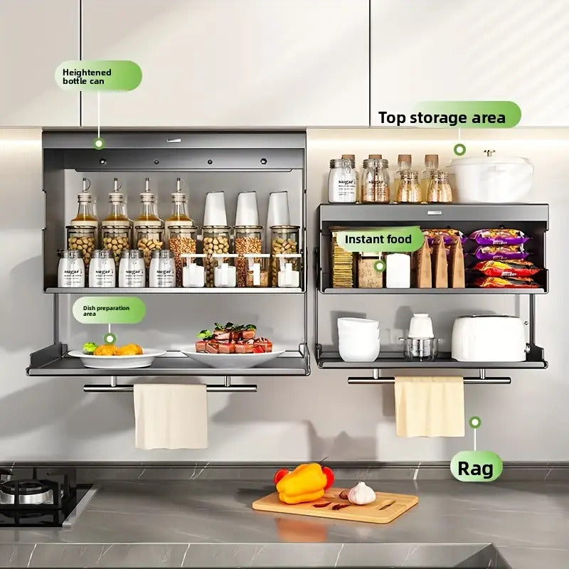 Wall-Mounted Kitchen Storage Cabinet with Pull-Down Double