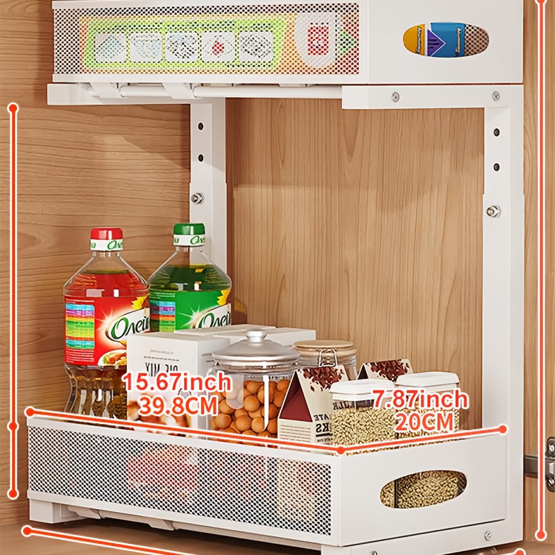 2-tier Pull-out Under-sink Storage Rack- Metal Storage Rack for Kitchen and Bathroom Cabinets
