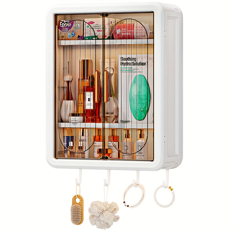 No-Drill Wall-Mounted Storage Cabinet with Transparent Doors