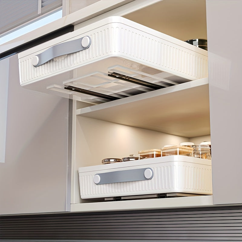 2pcs Pull-Out Type Cabinet Organizer - No-Punch, Removable Slide-Out For Kitchen