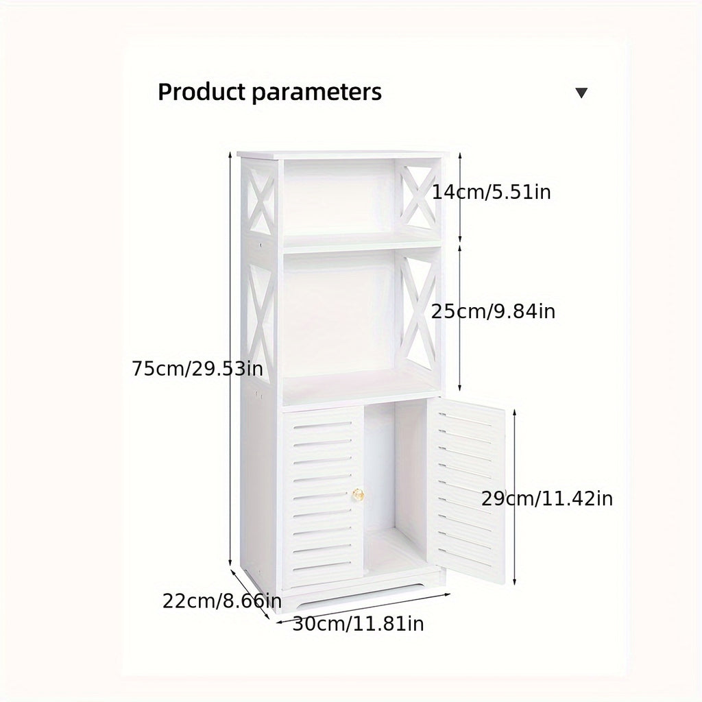 A Minimalist Three-Tier Bathroom Cabinet with Large Storage Capacity