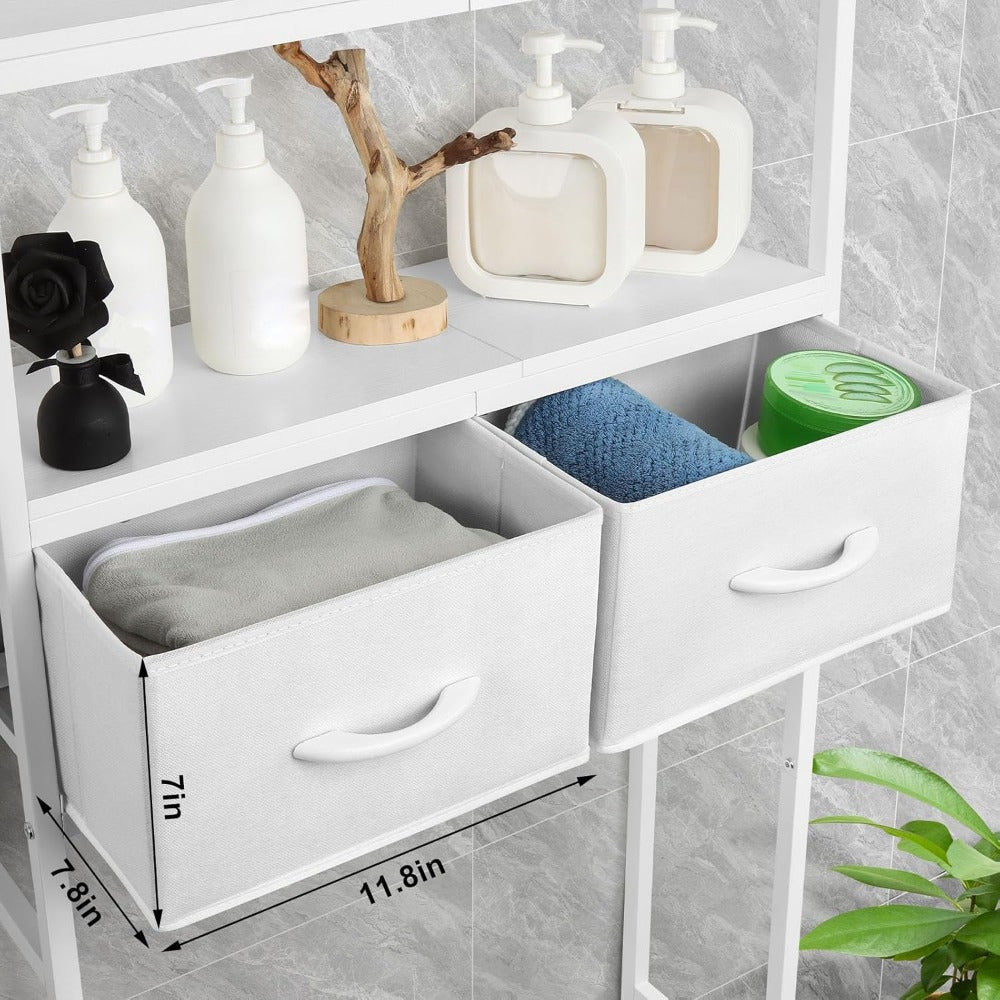 3-Tier Over-the-Toilet Storage Cabinet with Fabric Drawers