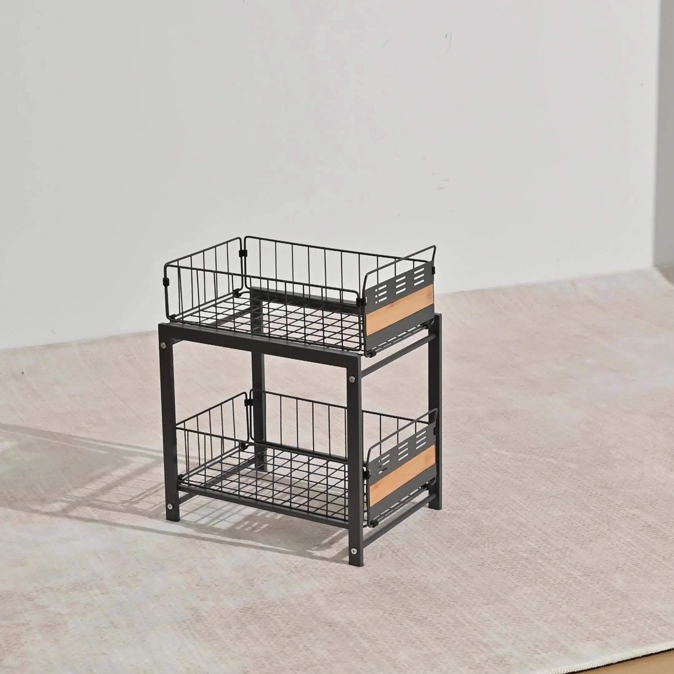 Space-Saving Storage Rack Space-Saving Multi-Layer Under-Sink Pull-Out Storage Rack